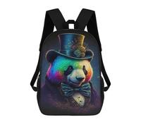 sinyumoney Mochila Infantil Impermeable 3D Colorful Panda Top Hat Art Print-1 17inch Mochila Escolar Linda Y Casual De Moda Para Niños Y Niñas