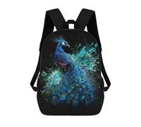 sinyumoney Mochila Infantil Impermeable 3D Colorful Peacock Art Print-4 17inch Mochila Escolar Linda Y Casual De Moda Para Niños Y Niñas