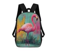 sinyumoney Mochila Infantil Impermeable 3D Colorful Pink Flamingo Art Print 17inch Mochila Escolar Linda Y Casual De Moda Para Niños Y Niñas
