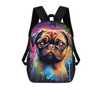 sinyumoney Mochila Infantil Impermeable 3D Colorful Pug Art Print-3 17inch Mochila Escolar Linda Y Casual De Moda Para Niños Y Niñas