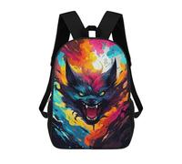sinyumoney Mochila Infantil Impermeable 3D Colorful Wolf Art Print 17inch Mochila Escolar Linda Y Casual De Moda Para Niños Y Niñas