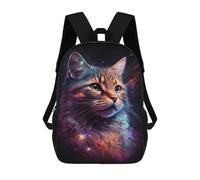 sinyumoney Mochila Infantil Impermeable 3D Cosmic Cat Portrait-54 17inch Mochila Escolar Linda Y Casual De Moda Para Niños Y Niñas