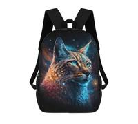 sinyumoney Mochila Infantil Impermeable 3D Cosmic Lynx Portrait 17inch Mochila Escolar Linda Y Casual De Moda Para Niños Y Niñas