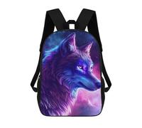 sinyumoney Mochila Infantil Impermeable 3D Cosmic Wolf Portrait Art Print 17inch Mochila Escolar Linda Y Casual De Moda Para Niños Y Niñas