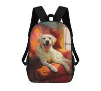 sinyumoney Mochila Infantil Impermeable 3D Cozy Yellow Lab Portrait 17inch Mochila Escolar Linda Y Casual De Moda Para Niños Y Niñas