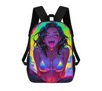 sinyumoney Mochila Infantil Impermeable 3D Crazy Neon Girl 17inch Mochila Escolar Linda Y Casual De Moda Para Niños Y Niñas