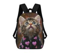 sinyumoney Mochila Infantil Impermeable 3D Cute Kitten in Heart Jumpsuit 17inch Mochila Escolar Linda Y Casual De Moda Para Niños Y Niñas