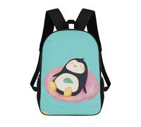sinyumoney Mochila Infantil Impermeable 3D Cute Penguin Relaxing Float 17inch Mochila Escolar Linda Y Casual De Moda Para Niños Y Niñas