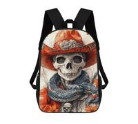 sinyumoney Mochila Infantil Impermeable 3D Day of The Dead Cowboy Art Print 17inch Mochila Escolar Linda Y Casual De Moda Para Niños Y Niñas