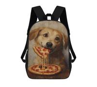 sinyumoney Mochila Infantil Impermeable 3D Dog Eating Pizza Painting-1 17inch Mochila Escolar Linda Y Casual De Moda Para Niños Y Niñas