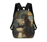 sinyumoney Mochila Infantil Impermeable 3D Dog Reading Newspaper on Toilet-46 17inch Mochila Escolar Linda Y Casual De Moda Para Niños Y Niñas