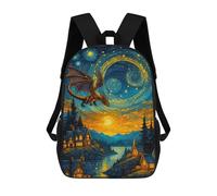 sinyumoney Mochila Infantil Impermeable 3D Dragon in Starry Night 17inch Mochila Escolar Linda Y Casual De Moda Para Niños Y Niñas