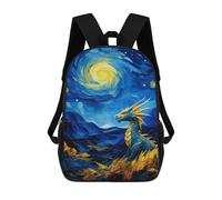 sinyumoney Mochila Infantil Impermeable 3D Dragon Under Starry Night 17inch Mochila Escolar Linda Y Casual De Moda Para Niños Y Niñas
