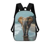 sinyumoney Mochila Infantil Impermeable 3D Elephant Walking on A Beach 17inch Mochila Escolar Linda Y Casual De Moda Para Niños Y Niñas