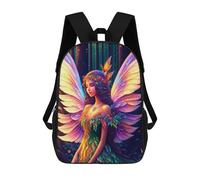sinyumoney Mochila Infantil Impermeable 3D Enchanted Forest Fairy Wings 17inch Mochila Escolar Linda Y Casual De Moda Para Niños Y Niñas