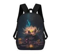 sinyumoney Mochila Infantil Impermeable 3D Enchanted Lotus Pond-4 17inch Mochila Escolar Linda Y Casual De Moda Para Niños Y Niñas