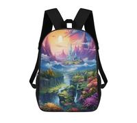 sinyumoney Mochila Infantil Impermeable 3D Fantasy Castle Landscape 17inch Mochila Escolar Linda Y Casual De Moda Para Niños Y Niñas