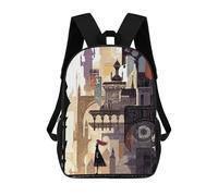 sinyumoney Mochila Infantil Impermeable 3D Fantasy Cityscape with Woman 17inch Mochila Escolar Linda Y Casual De Moda Para Niños Y Niñas