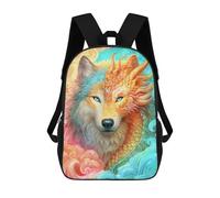 sinyumoney Mochila Infantil Impermeable 3D Fantasy Wolf Dragon Art Print 17inch Mochila Escolar Linda Y Casual De Moda Para Niños Y Niñas