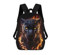 sinyumoney Mochila Infantil Impermeable 3D Fiery Flames Black Panther 17inch Mochila Escolar Linda Y Casual De Moda Para Niños Y Niñas