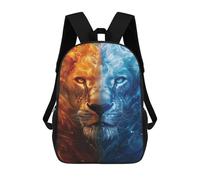 sinyumoney Mochila Infantil Impermeable 3D Fire & Ice Lion Art Print 17inch Mochila Escolar Linda Y Casual De Moda Para Niños Y Niñas