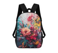 sinyumoney Mochila Infantil Impermeable 3D Floral Abstract Painting Artwork 17inch Mochila Escolar Linda Y Casual De Moda Para Niños Y Niñas