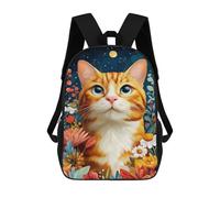 sinyumoney Mochila Infantil Impermeable 3D Floral Fantasy Cat Artwork 17inch Mochila Escolar Linda Y Casual De Moda Para Niños Y Niñas