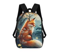 sinyumoney Mochila Infantil Impermeable 3D Fox in A Mystical Forest 17inch Mochila Escolar Linda Y Casual De Moda Para Niños Y Niñas