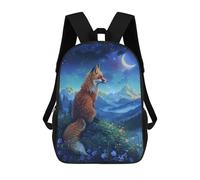 sinyumoney Mochila Infantil Impermeable 3D Fox in Starry Night Landscape -1 17inch Mochila Escolar Linda Y Casual De Moda Para Niños Y Niñas