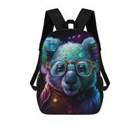 sinyumoney Mochila Infantil Impermeable 3D Galactic Bear Glasses Art Print 17inch Mochila Escolar Linda Y Casual De Moda Para Niños Y Niñas