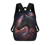 sinyumoney Mochila Infantil Impermeable 3D Galactic Horse with Roses -1 17inch Mochila Escolar Linda Y Casual De Moda Para Niños Y Niñas