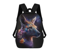 sinyumoney Mochila Infantil Impermeable 3D Galactic Kangaroo with Flowers 17inch Mochila Escolar Linda Y Casual De Moda Para Niños Y Niñas