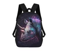 sinyumoney Mochila Infantil Impermeable 3D Galactic Rhino Profile-2 17inch Mochila Escolar Linda Y Casual De Moda Para Niños Y Niñas