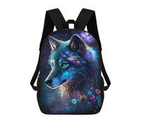 sinyumoney Mochila Infantil Impermeable 3D Galactic Wolf Fantasy Art Print -3 17inch Mochila Escolar Linda Y Casual De Moda Para Niños Y Niñas