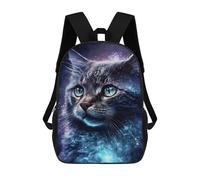 sinyumoney Mochila Infantil Impermeable 3D Galaxy Cat with Sparkling Eyes 17inch Mochila Escolar Linda Y Casual De Moda Para Niños Y Niñas