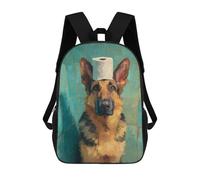 sinyumoney Mochila Infantil Impermeable 3D German Shepherd with Toilet Paper Hat-1 17inch Mochila Escolar Linda Y Casual De Moda Para Niños Y Niñas