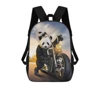 sinyumoney Mochila Infantil Impermeable 3D Giant Panda Ride Motorbike 17inch Mochila Escolar Linda Y Casual De Moda Para Niños Y Niñas