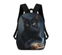 sinyumoney Mochila Infantil Impermeable 3D Glamorous Black Cat Portrait 17inch Mochila Escolar Linda Y Casual De Moda Para Niños Y Niñas