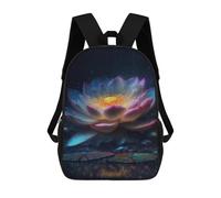 sinyumoney Mochila Infantil Impermeable 3D Glowing Lotus Flower Art Print 17inch Mochila Escolar Linda Y Casual De Moda Para Niños Y Niñas