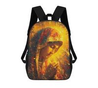 sinyumoney Mochila Infantil Impermeable 3D Golden Halo Woman Painting 17inch Mochila Escolar Linda Y Casual De Moda Para Niños Y Niñas