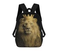 sinyumoney Mochila Infantil Impermeable 3D Golden Lion King Poster 17inch Mochila Escolar Linda Y Casual De Moda Para Niños Y Niñas