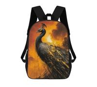 sinyumoney Mochila Infantil Impermeable 3D Golden Peacock Art Print 17inch Mochila Escolar Linda Y Casual De Moda Para Niños Y Niñas