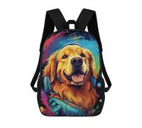 sinyumoney Mochila Infantil Impermeable 3D Golden Retriever in Space 17inch Mochila Escolar Linda Y Casual De Moda Para Niños Y Niñas