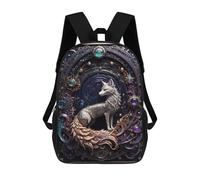 sinyumoney Mochila Infantil Impermeable 3D Golden Silver Fox Art Deco 17inch Mochila Escolar Linda Y Casual De Moda Para Niños Y Niñas