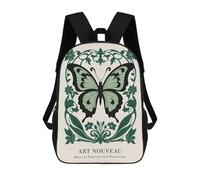 sinyumoney Mochila Infantil Impermeable 3D Green Art Nouveau 17inch Mochila Escolar Linda Y Casual De Moda Para Niños Y Niñas