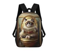 sinyumoney Mochila Infantil Impermeable 3D Grumpy Cat Reading Book-3 17inch Mochila Escolar Linda Y Casual De Moda Para Niños Y Niñas