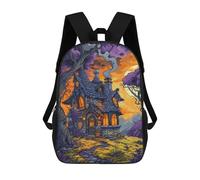 sinyumoney Mochila Infantil Impermeable 3D Halloween Haunted House -1 17inch Mochila Escolar Linda Y Casual De Moda Para Niños Y Niñas