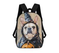 sinyumoney Mochila Infantil Impermeable 3D Halloween Witch Dog Costume 17inch Mochila Escolar Linda Y Casual De Moda Para Niños Y Niñas