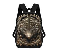sinyumoney Mochila Infantil Impermeable 3D Hedgehog Golden Art Deco 17inch Mochila Escolar Linda Y Casual De Moda Para Niños Y Niñas