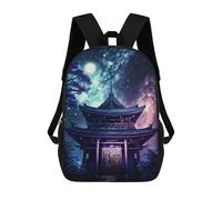 sinyumoney Mochila Infantil Impermeable 3D Japanese Pagoda Night Sky 17inch Mochila Escolar Linda Y Casual De Moda Para Niños Y Niñas
